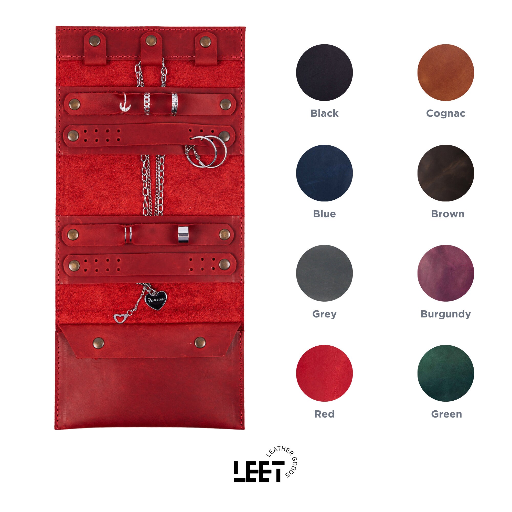 Leather Jewelry Roll Personalized Jewelry Roll for Travel Etsy