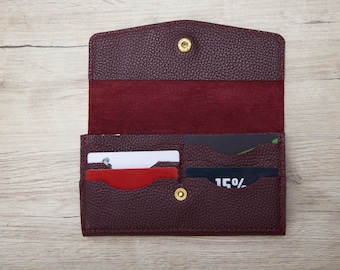 Women's Real Leather Card Wallet: Personalized Cash Purse, Clutch Wallet with Initials