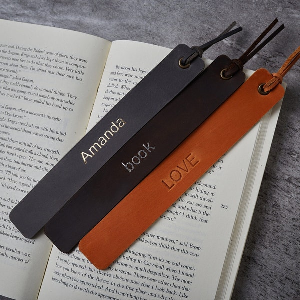 Personalized Real Leather Bookmarks, Leather Bookmark, Valentines Day Gift Anniversary Gift Personalised Bookmark for Men Women and Children