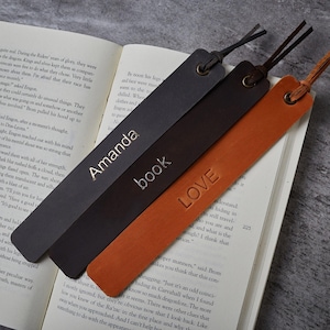 Personalized Leather Bookmark, Handmade Crazy Horse Leather Anniversary Gift