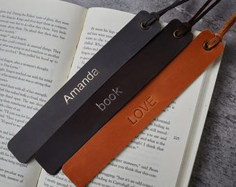 Personalized Leather Bookmark, Handmade Crazy Horse Leather Anniversary Gift