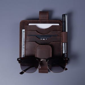 Auto Sonnenblende Taschenorganizer: Crazy Horse Leather, personalisierte Option, Visiere für Geländewagen und LKW