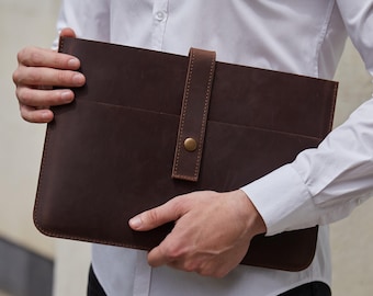 Leather Case for ASUS Laptop: 15.6–16 Inch Computer Sleeve with Pocket, Minimalist Work Cover