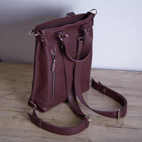 Handmade Leather Convertible Backpack: Stylish Laptop Bag, Fits 13-15"  MacBook - S/M Sizes