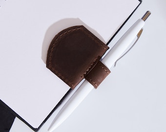 Leather Pen Holder Bookmark: Magnetic Page Clip for Books, Notebook Accessory, Gift for Book Lover