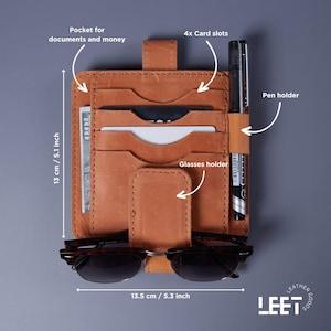 Leather Car Visor Organizer: Personalized Auto Sun Storage, Car Accessory, Gift for Him Dad
