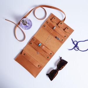 Organizer per gioielli in pelle personalizzato per lei / Organizer all'ingrosso per orecchini su anelli / Sacchetto per gioielli personalizzato / Regali aziendali