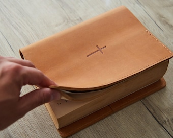 Personalized Leather Bible Cover: Custom Engraved Christian Gift for Mom, Wife or Her