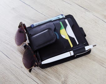 Driver Visor Organizer: Leather Car Storage for Documents, Cards & Sunglasses