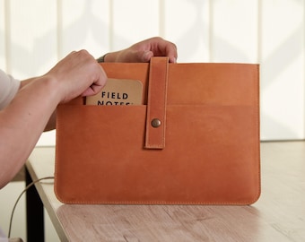 HP EliteBook Laptop Case: Leather Envelope Sleeve for Pavilion, Front Pocket