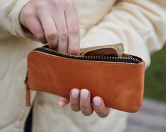 Travel Leather Glasses Case: Soft Sunglasses Case, Gift for Grandma