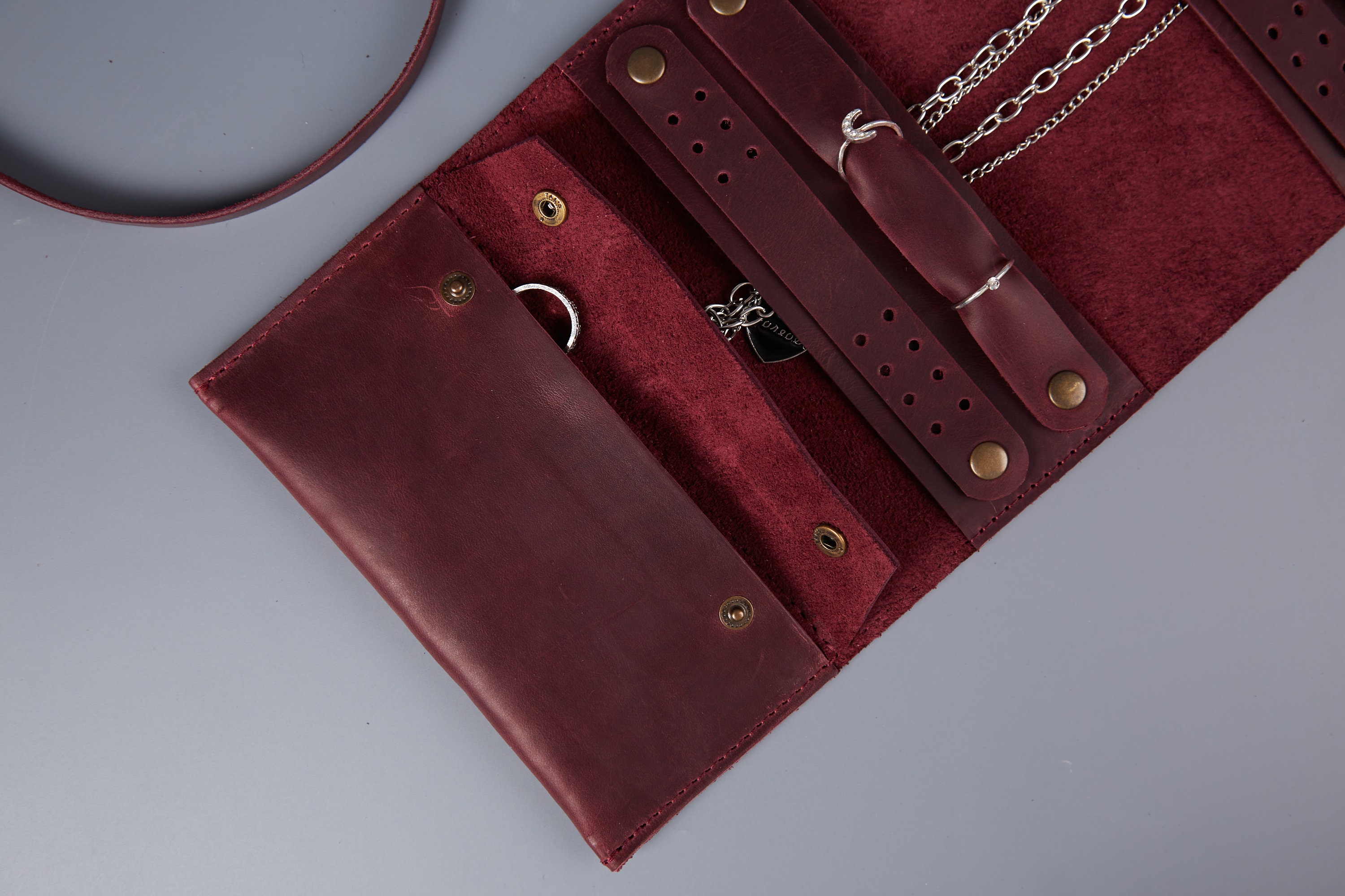 Leather Jewelry Roll Personalized Jewelry Roll for Travel Etsy