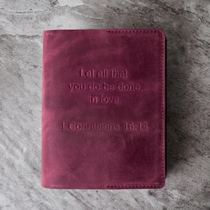 Catholic Bible Cover with Cross – Personalized Leather Book Case, Religious Gift for Her