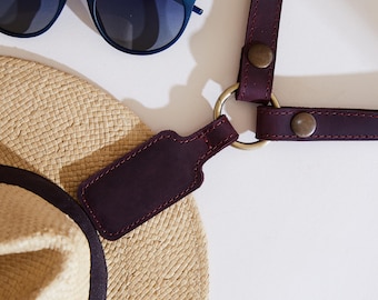 Leather Travel Hat Carrier: Magnetic Hat Clip with Shoulder Strap, Hands-Free Hat Holder