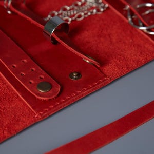 Leather Jewelry Roll for Bridesmaid Gift – Ring, Earrings & Bracelet Organizer, Travel Jewelry Case image 7