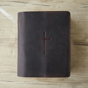 Custom Leather Bible Cover: Personalized Book Cover, Scripture Case, Religious Gift
