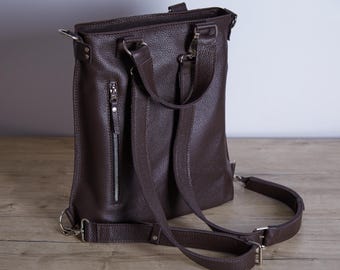 Minimalist Convertible Purse: Custom Leather Backpack and Messenger, Elegant Everyday Use, S/M Sizes