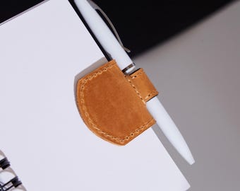 Personalized Leather Bookmark: Custom Magnetic Pen Holder, Book Accessories