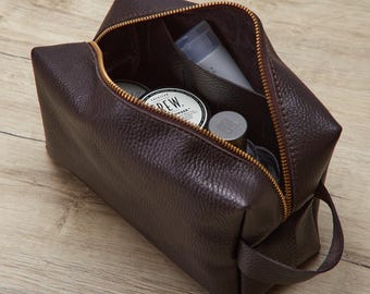 Frosted Leather Dopp Kit: Handmade Men’s Grooming Bag, Travel Shaving Case, S/M/L