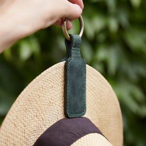 Green Leather Hat Clip: Magnetic Bag Holder, Hat Holder with Free Personalization