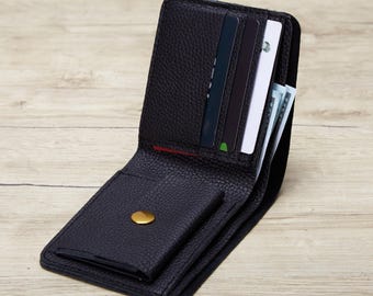 Men’s Leather Bifold Wallet: Handmade Wallet with Coin Pocket and Free Personalization