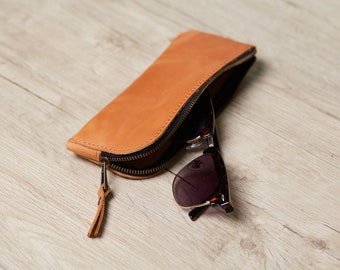Keep Your Delicate Lenses Safe with This Ideal Glasses Accessory - Soft Leather Finish and Zippered Closure - 100% Handmade