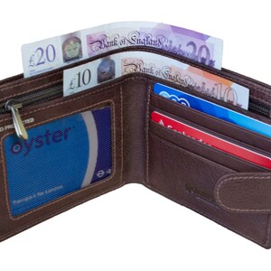 Portefeuille en cuir véritable pour hommes, portefeuille en cuir véritable marron RF4