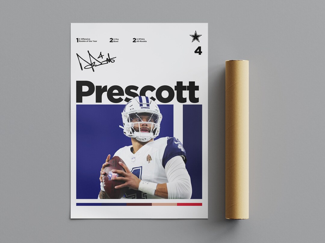 Dak Prescott Dallas Cowboys Poster, Minimalist Poster, Sports Poster