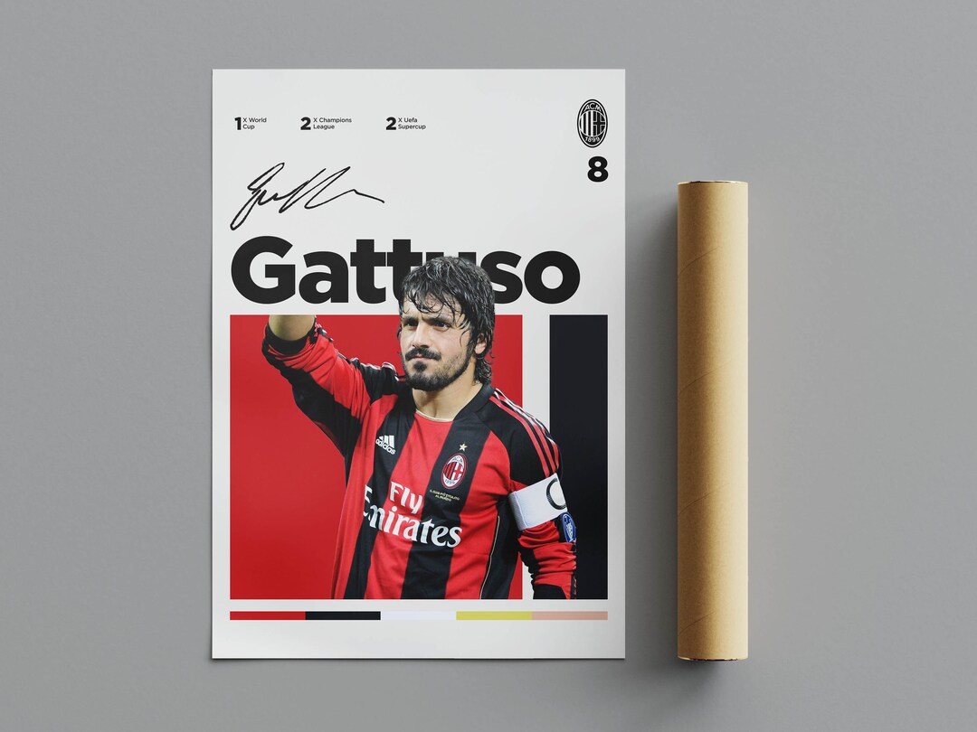 Gennaro Gattuso Poster, Minimalist Poster, Sports Poster, Wall Art ...