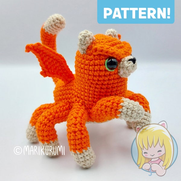 Crochet PATTERN Hallowkitty | Cute and scary amigurumi eight legged, spider cat | Batwings and posable, wired legs | Halloween pattern