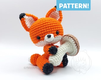 Crochet PATTERN, Finnian Fox with Toadstool, Kawaii Amigurumi (PDF Pattern)