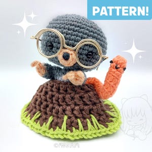Crochet PATTERN Monty Mole With Wally Worm And Molehill, Cute Whimsical Amigurumi Burrowing Woodland Creature, Posable Wired Head And Arms