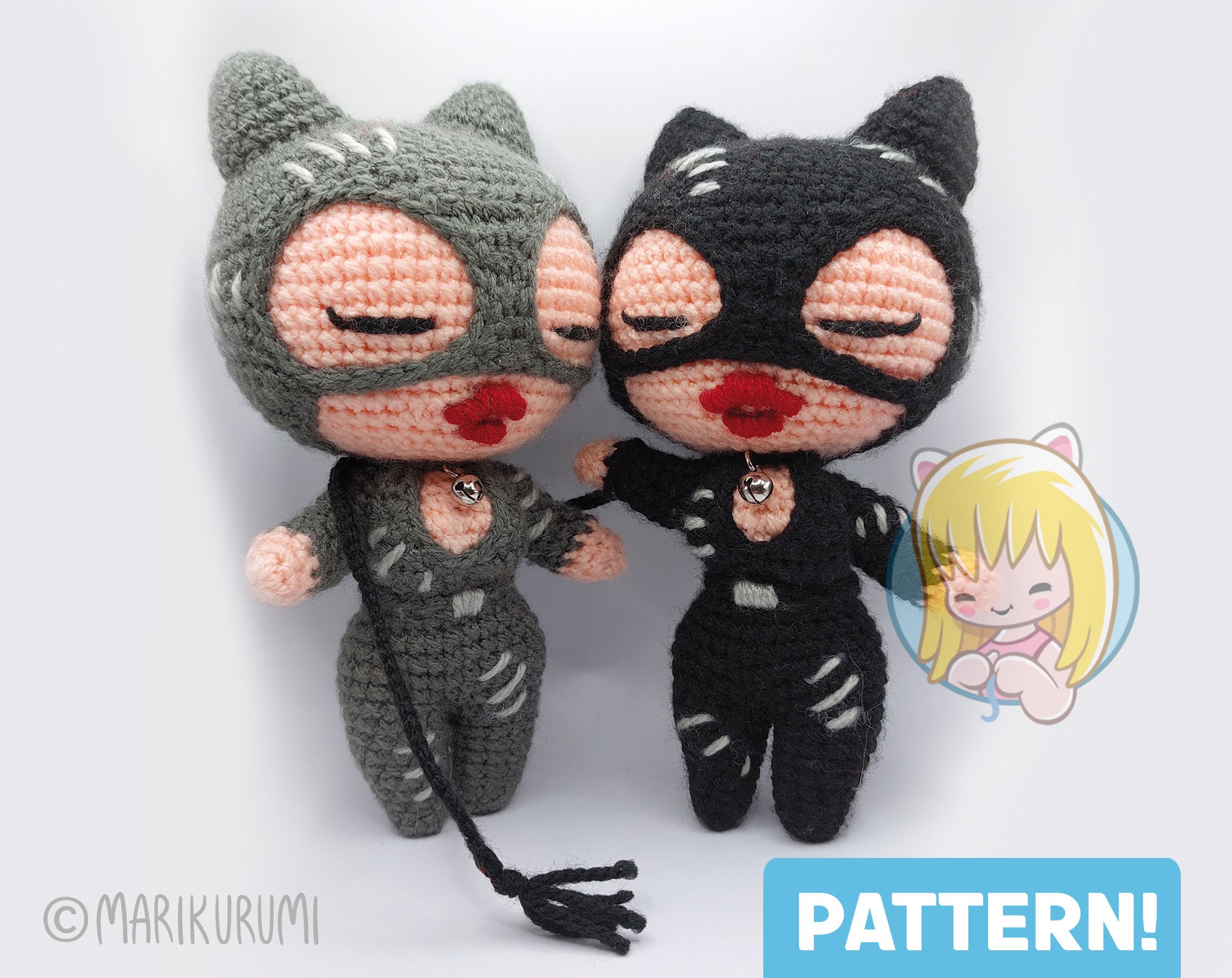 Crochet PATTERN Catgirl, cute, sexy and curvy amigurumi doll heroine