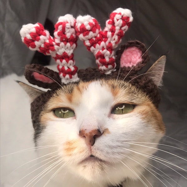 Antlers for Cat, Christmas Cat Accessories, Cat Antlers, Reindeer Cat Hat, Cat Hat Christmas Crochet