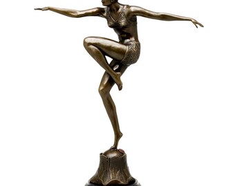 Figura de bronce bailarina Con Brio según Ferdinand Preiss bronce art deco estilo antiguo