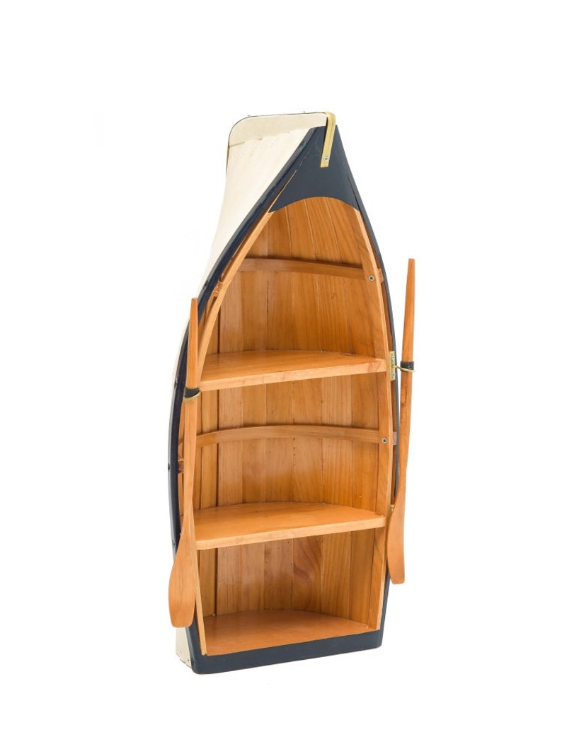 Shelf Boat Wooden Boat Shelf Wall Shelf Ship Maritime Decorative Cabinet 62 cm image 1