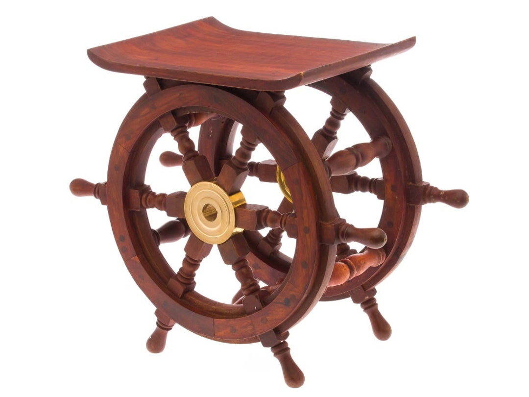 Side Table Stool Table Ship Boat Steering Wheel Ship's Steering Wheel ...