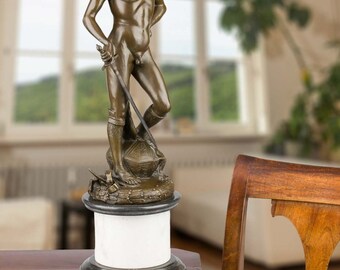Statue David De Donatello – Réplique En Bronze Et Pierre – Hauteur 66cm – Poids 13kg