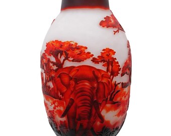 Vase réplique d'après Galle Gallé vase en verre verre antique style art nouveau copie c1 - France