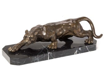 Bronze Skulptur Panther Leopard Bronzefigur Bronzeskulptur Antik-Stil sculpture