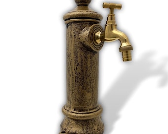 Sehr kleiner 30cm Standbrunnen Hydrant Gartenbrunnen Brunnen gold Antik-Stil