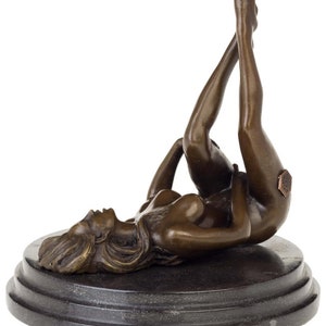 Bronzeskulptur Frau Erotik Akt Kunst im Antik-Stil Bronze Figur Statue - 20cm
