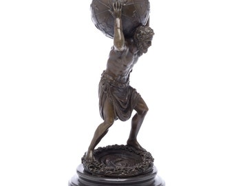 Escultura de bronce Atlas llevando el globo terráqueo hombre escultura de bronce figura escultura