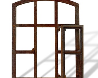 Ventana de hierro oxidada para abrir ventana de granero 71 cm hierro estilo antiguo