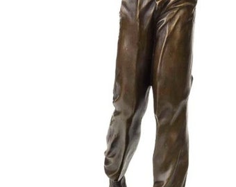 Sculpture en bronze style antique golfeur homme tee statue en bronze - 38 cm