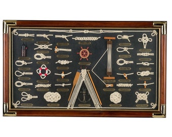 Vitrine à nœuds sous verre nœud 73 cm étiquette allemande bateau bateau