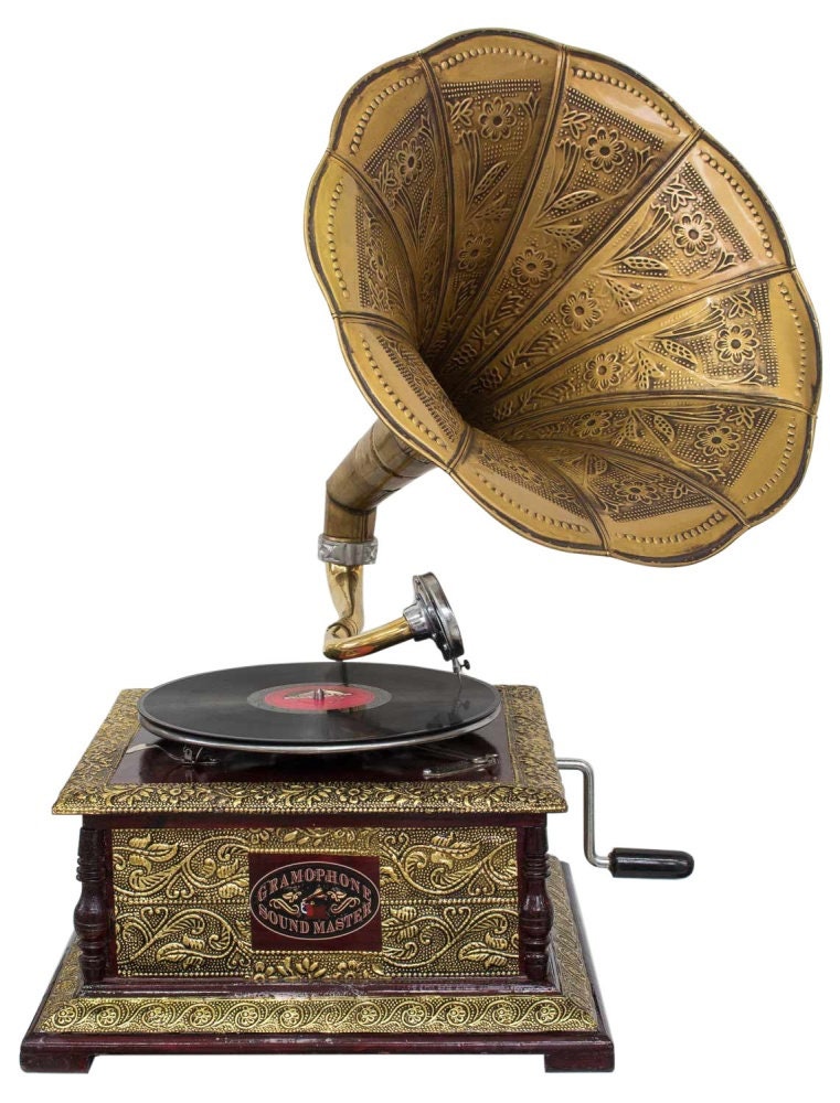 Nostalgia gramophone decoration with funnel gramophone antique style (l2)