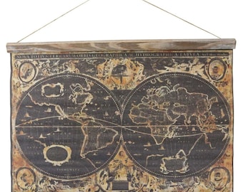 Landkarte Weltkarte historische Karte Wandkarte Antik-Stil Orbis Geographica