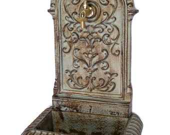 Fontaine 66 cm évier fontaine fer vert fontaine murale style antique fontaine de jardin