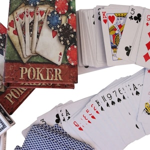 2 Poker Karten Pokerkarten Kartenspiel Box Hülle Buchattrappe Antik-Stil Joker